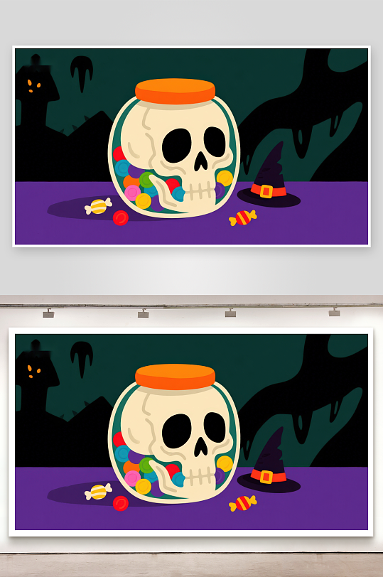 万圣节骷髅糖果罐-众图网