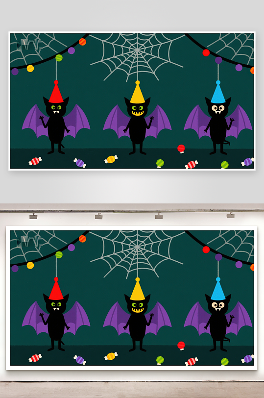 万圣节蝙蝠派对场景-众图网