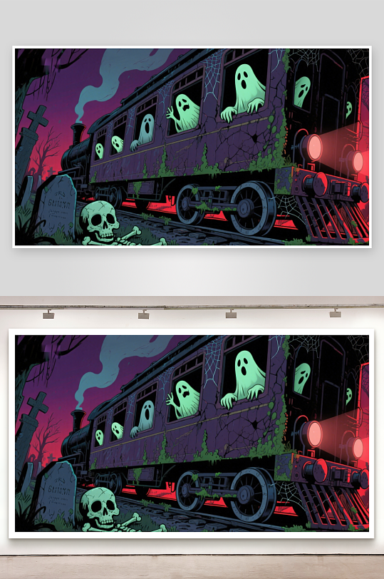 幽灵列车夜行墓地-众图网