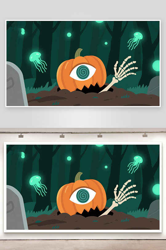 幽灵南瓜与骷髅手的神秘森林-众图网