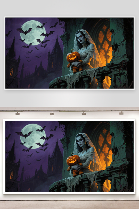 月夜古堡中的神秘女子-众图网