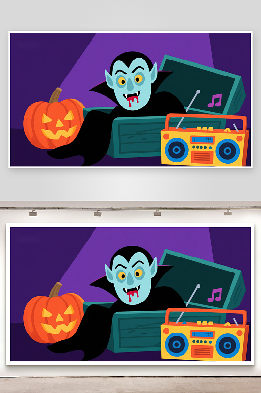 万圣节吸血鬼与南瓜音响-众图网