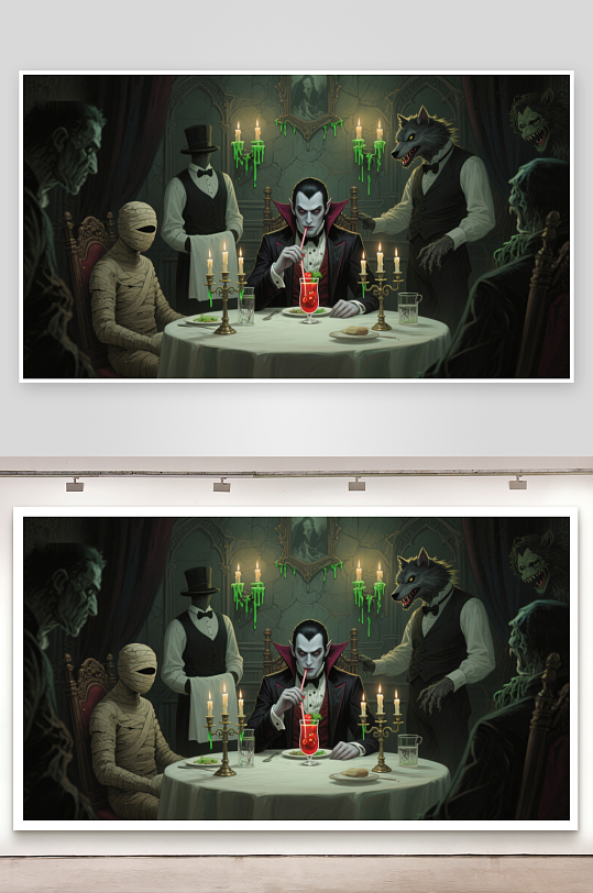 神秘晚宴怪异角色共聚餐桌-众图网