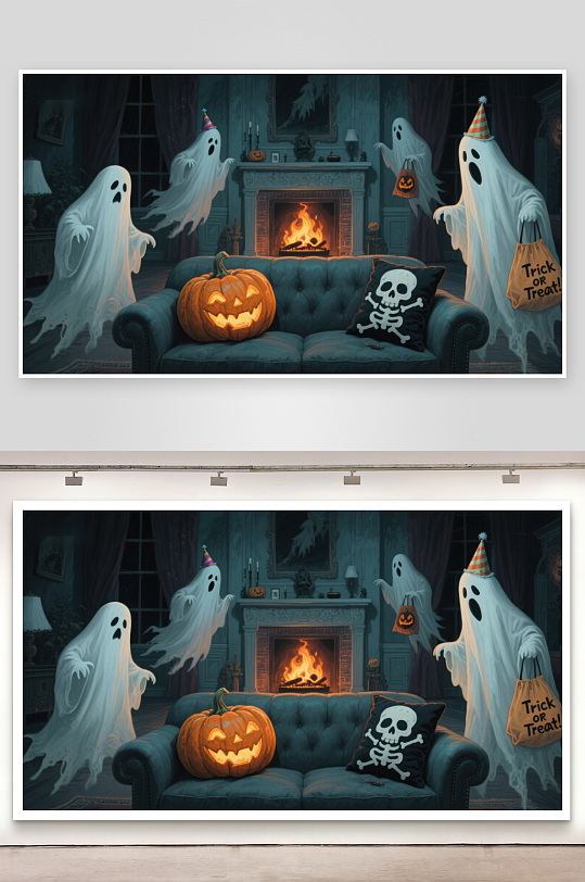 万圣节幽灵室内派对-众图网