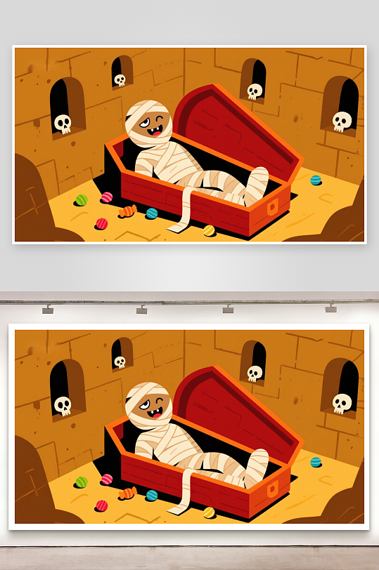 木乃伊在棺材中微笑-众图网