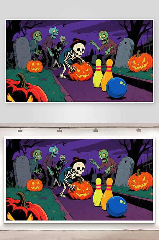 万圣节骷髅保龄球-众图网