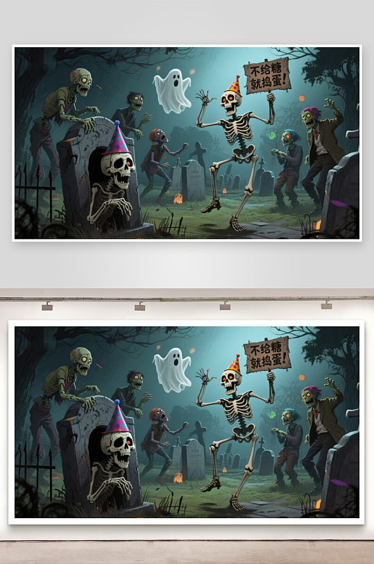万圣节墓地狂欢派对-众图网