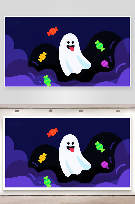 欢乐幽灵与糖果的夜空-众图网