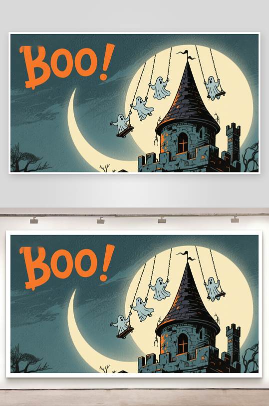 幽灵荡秋千城堡夜景-众图网