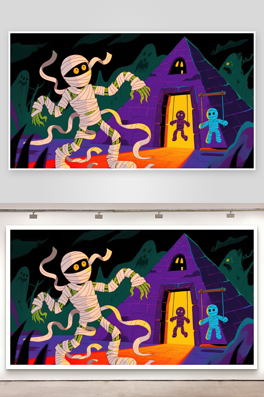 万圣节木乃伊与幽灵小屋-众图网