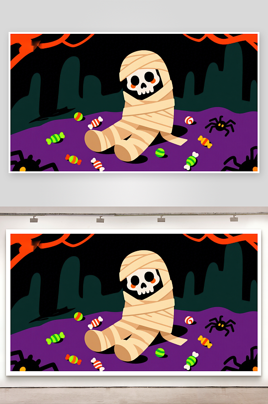 万圣节木乃伊与糖果-众图网