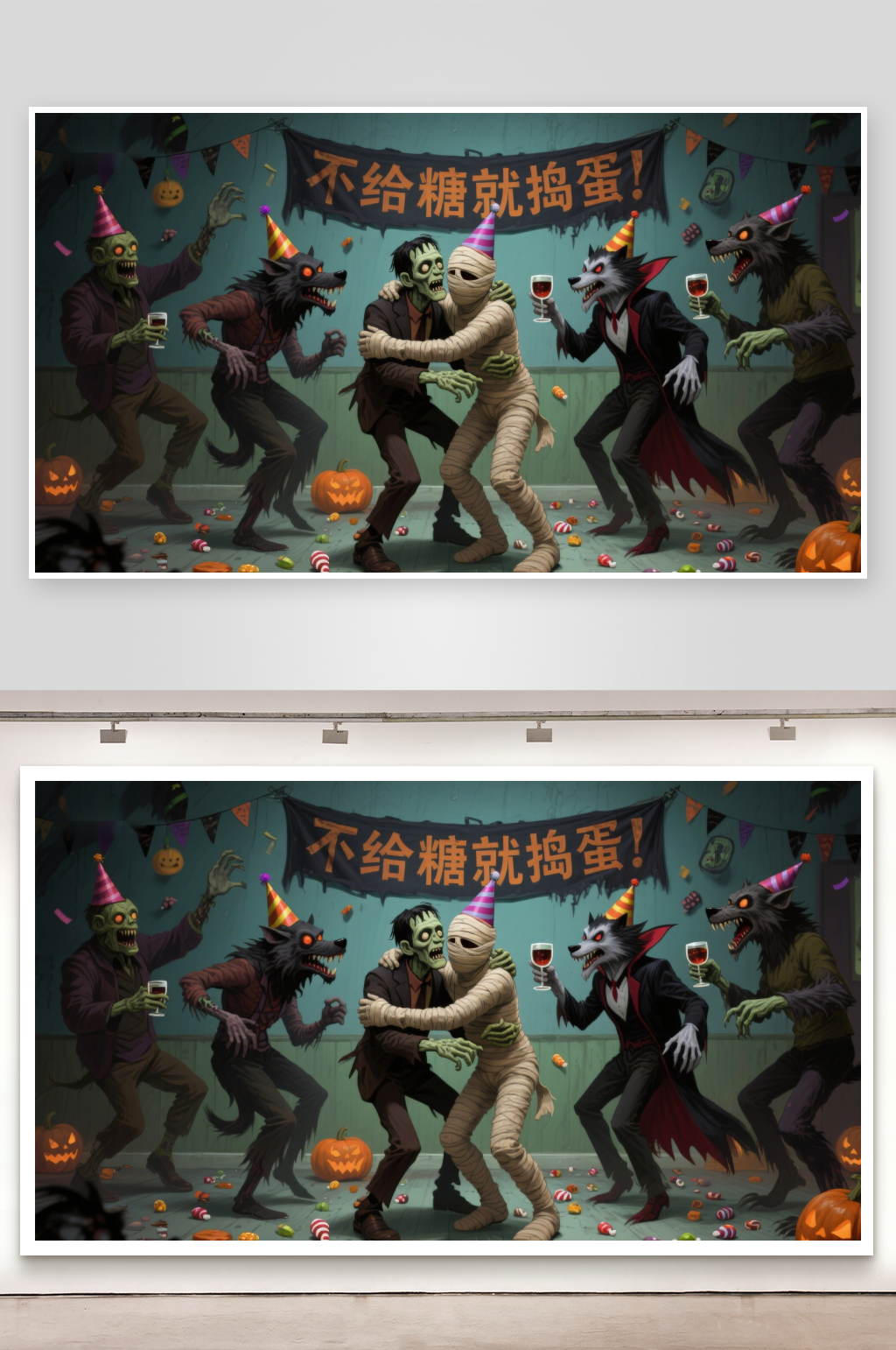 万圣节派对怪物们狂欢庆祝素材