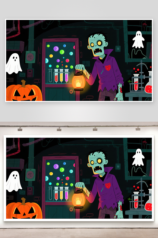 实验室里的僵尸与南瓜灯-众图网