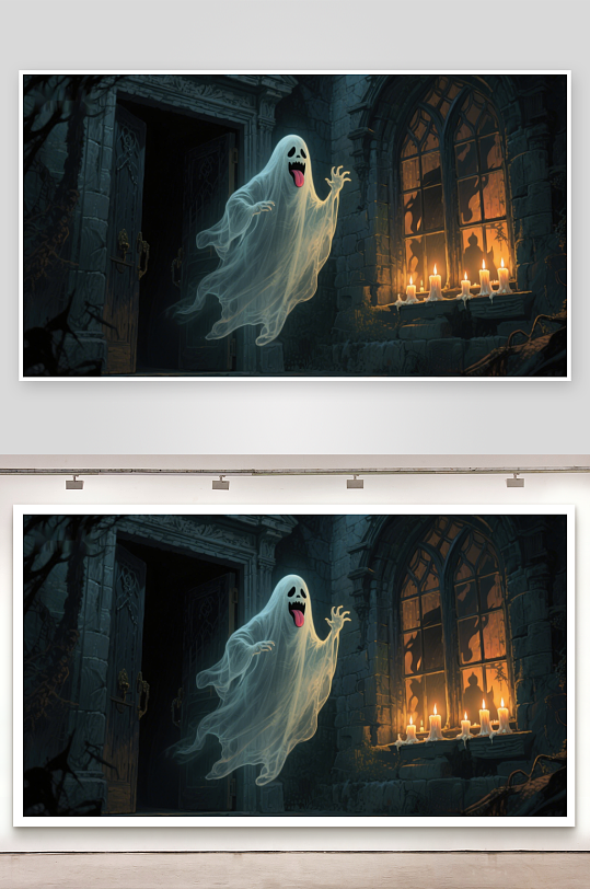 幽灵在古老教堂前飘浮-众图网
