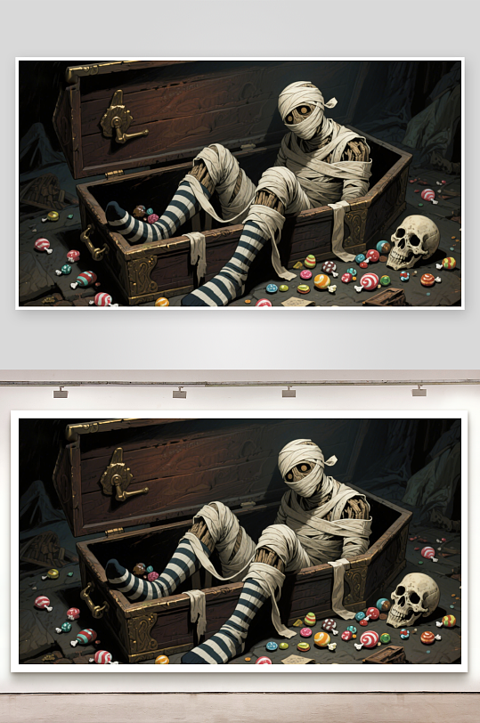 木乃伊与糖果宝箱-众图网