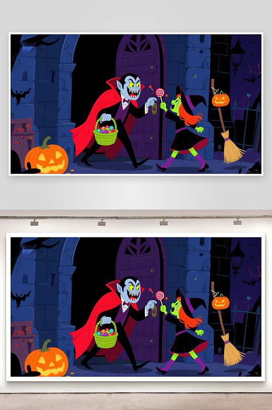 吸血鬼与女巫的万圣节糖果冒险-众图网