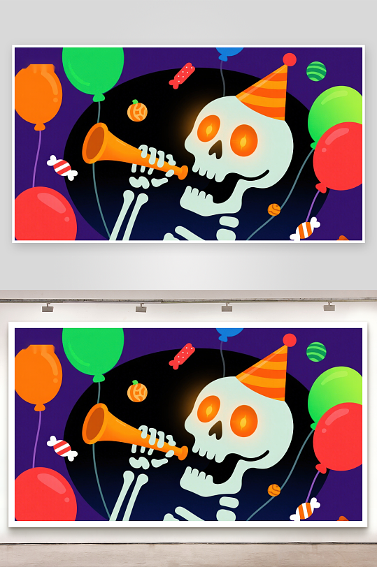 骷髅吹号庆祝派对-众图网