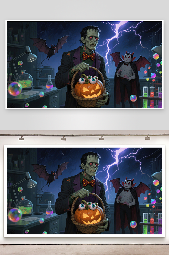 怪诞实验室里的万圣节狂欢-众图网
