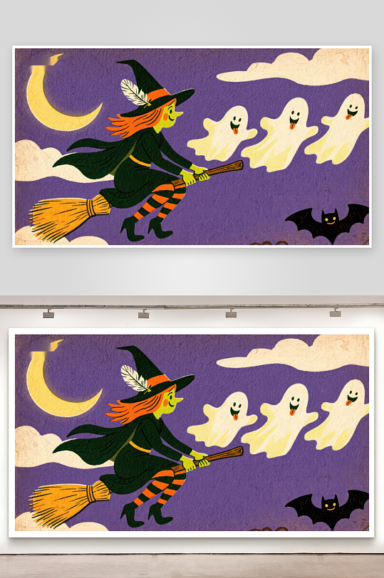 巫女骑帚与幽灵共舞-众图网