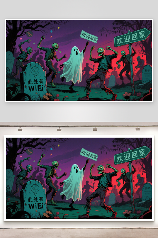 墓地僵尸欢迎回家-众图网