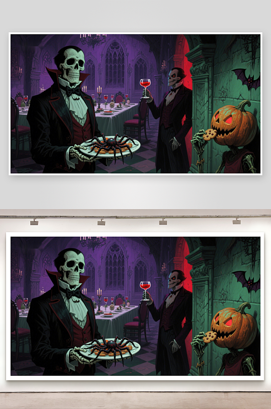 骷髅绅士的万圣节盛宴-众图网
