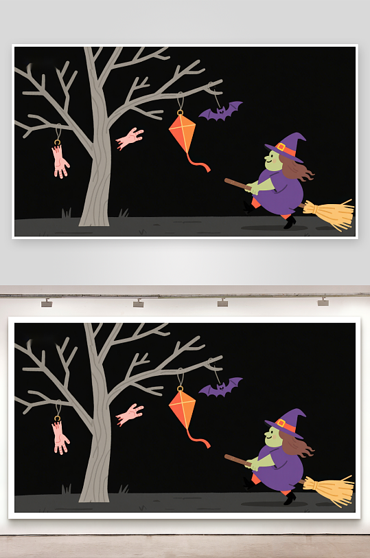 万圣夜女巫与神秘树-众图网