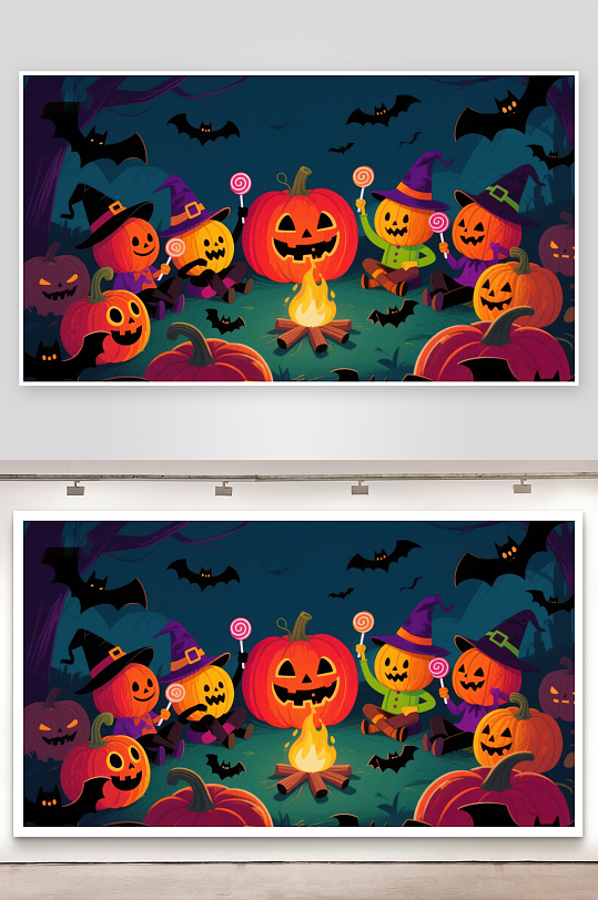 万圣节南瓜灯聚会夜景-众图网