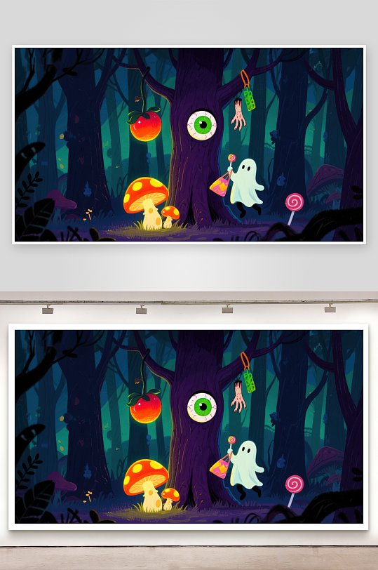 奇幻森林中的糖果与幽灵-众图网