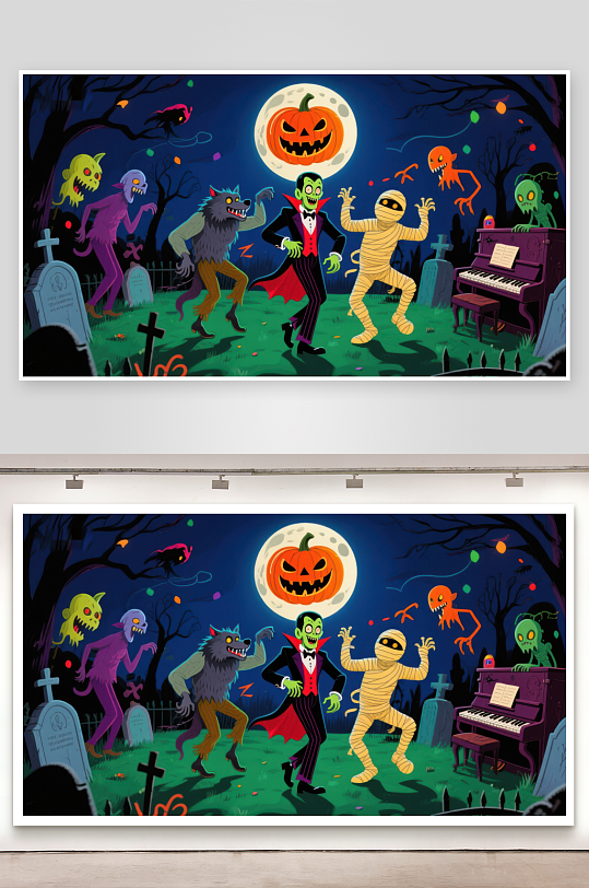 万圣节夜景鬼怪共舞-众图网