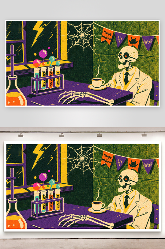 骷髅科学家的万圣节实验-众图网