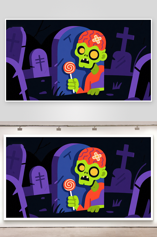 墓地中的糖果骷髅-众图网