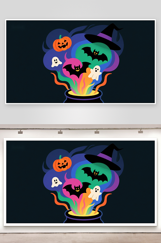 万圣节魔法锅中的神秘元素-众图网