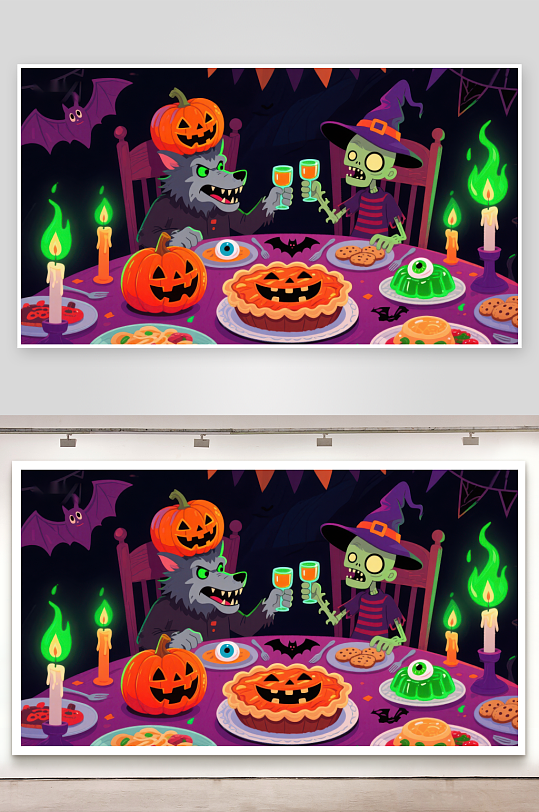 万圣节派对僵尸与狼人共进晚餐-众图网