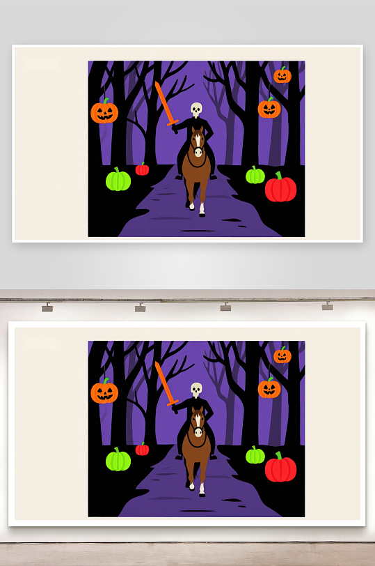 骷髅骑士夜行林间-众图网