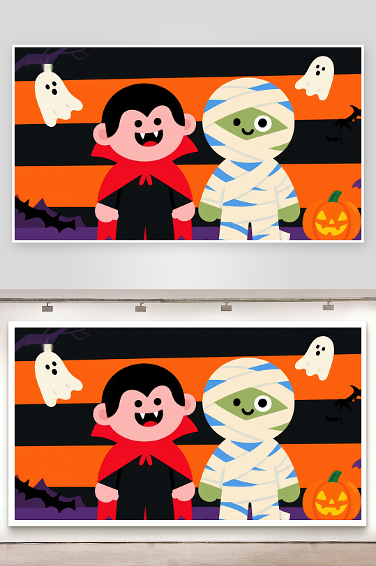 万圣节装扮的卡通角色-众图网