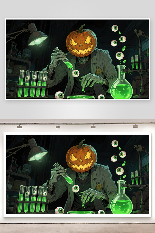 南瓜头科学家在实验室进行神秘实验-众图网