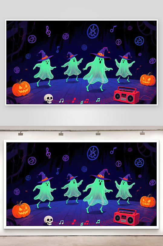 幽灵舞会万圣节音乐派对-众图网