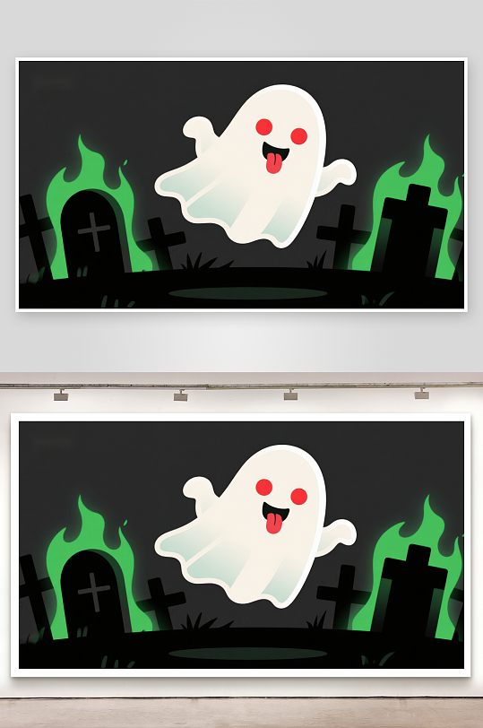 墓地中的可爱幽灵-众图网