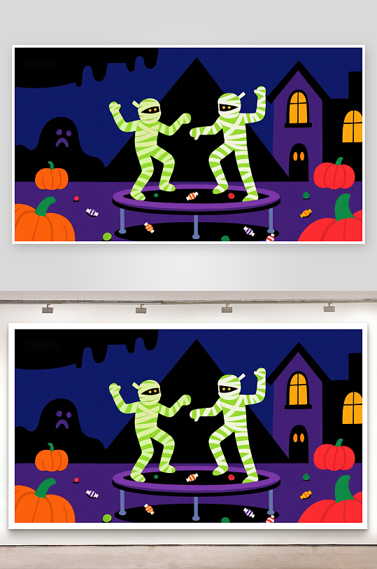 万圣节木乃伊欢乐舞动-众图网