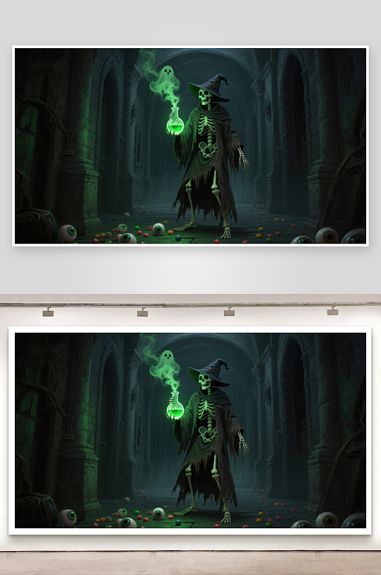 幽灵巫师手持发光药瓶-众图网