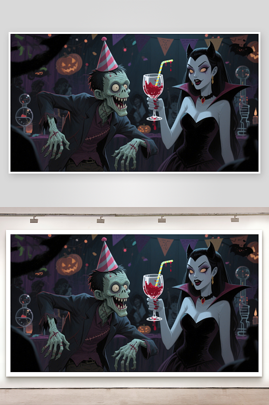 僵尸与吸血鬼共度万圣夜-众图网