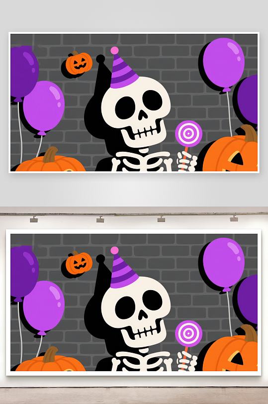 万圣节骷髅派对场景-众图网