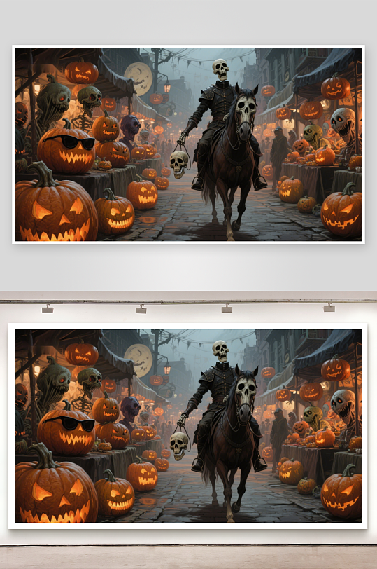 骷髅骑士夜行万圣节市集-众图网