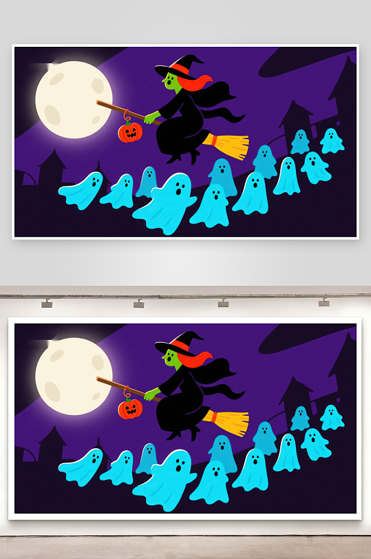 万圣夜巫女与幽灵群飞-众图网