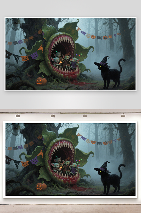 万圣节森林中的奇幻生物-众图网