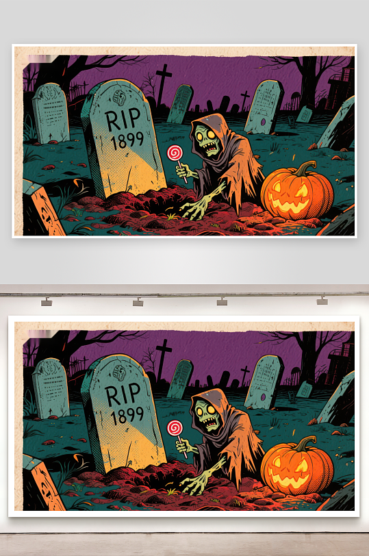 墓地里的糖果骷髅-众图网