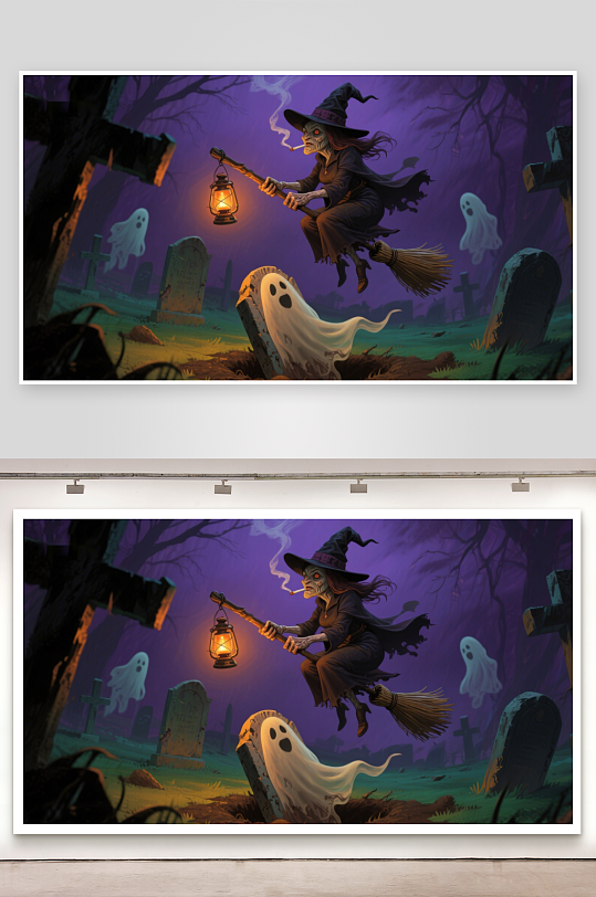 夜幕下的巫婆与幽灵-众图网