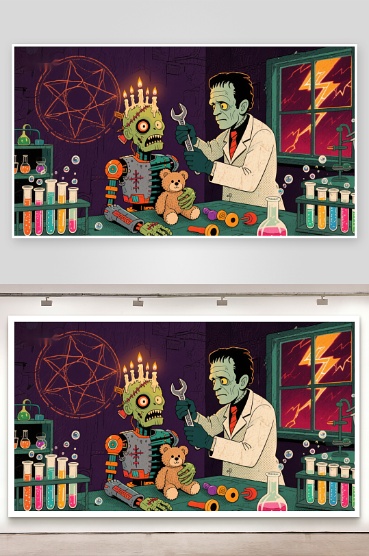 实验室里的科学怪人与小熊-众图网