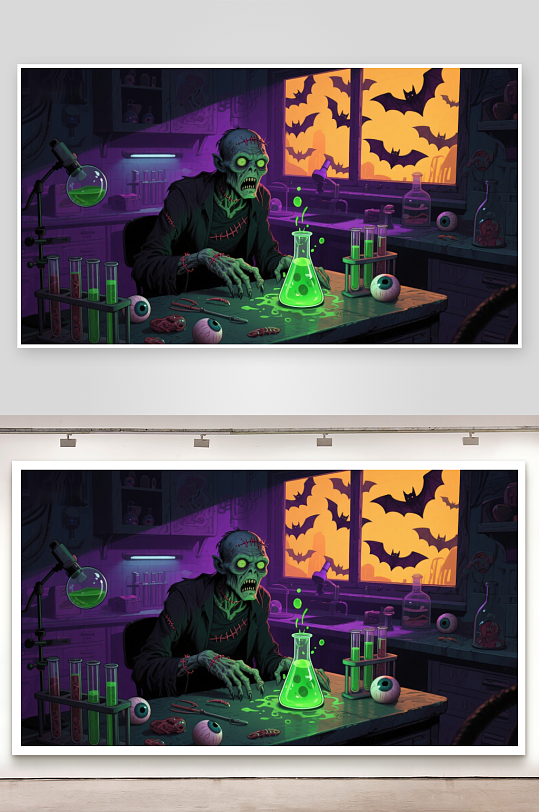 实验室里的绿色怪人-众图网