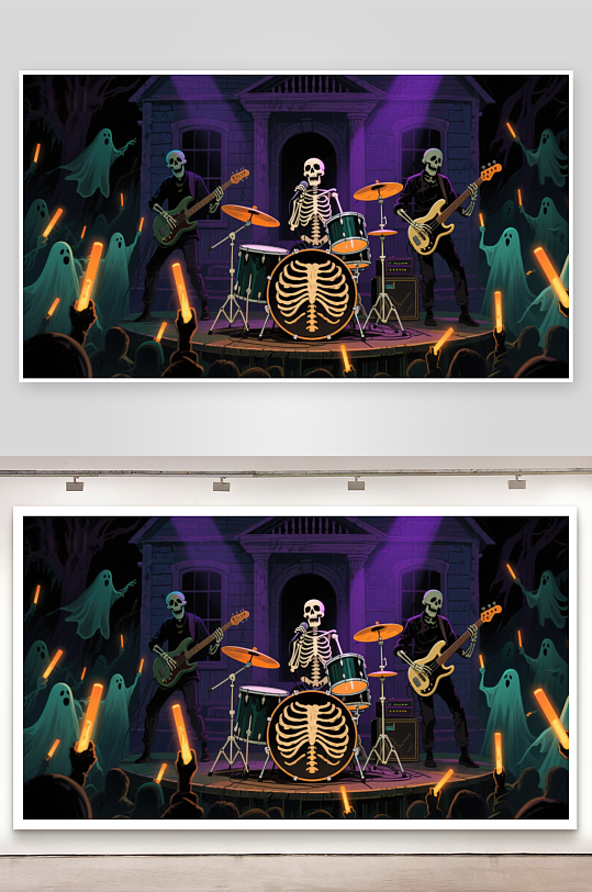 骷髅乐队夜场演出-众图网